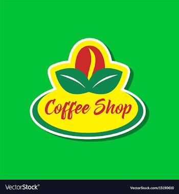 Paper sticker on stylish background coffee shop vector image