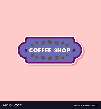 Paper sticker on stylish background coffee shop vector image