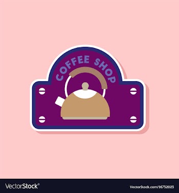 Paper sticker on stylish background coffee shop vector image