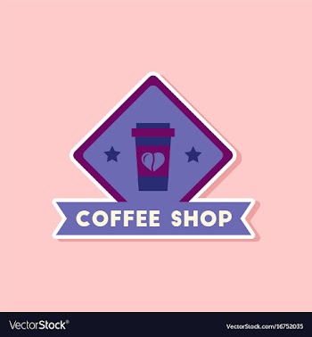 Paper sticker on stylish background coffee shop vector image