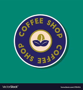 Paper sticker on stylish background coffee shop vector image