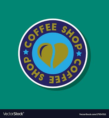Paper sticker on stylish background coffee shop vector image