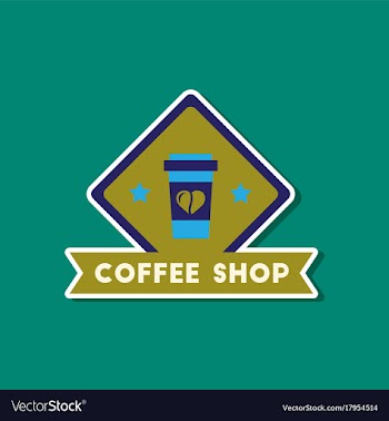 Paper sticker on stylish background coffee shop vector image