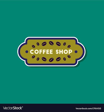 Paper sticker on stylish background coffee shop vector image