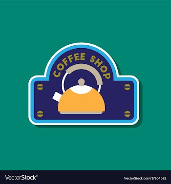 Paper sticker on stylish background coffee shop vector image
