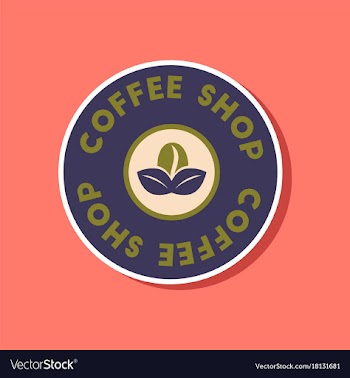 Paper sticker on stylish background coffee shop vector image