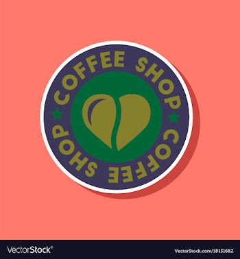 Paper sticker on stylish background coffee shop vector image