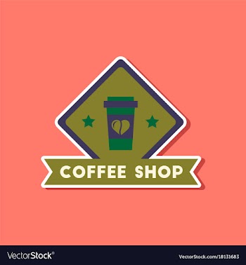 Paper sticker on stylish background coffee shop vector image