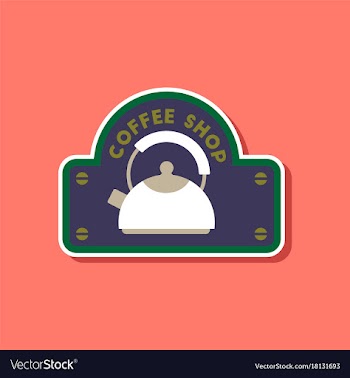 Paper sticker on stylish background coffee shop vector image