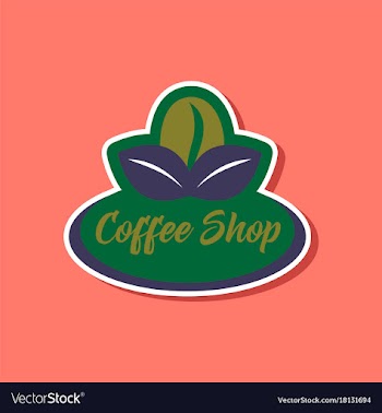 Paper sticker on stylish background coffee shop vector image