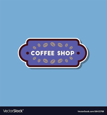 Paper sticker on stylish background coffee shop vector image