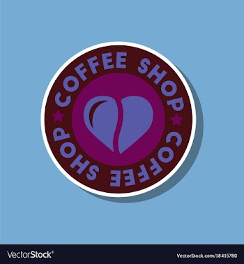 Paper sticker on stylish background coffee shop vector image