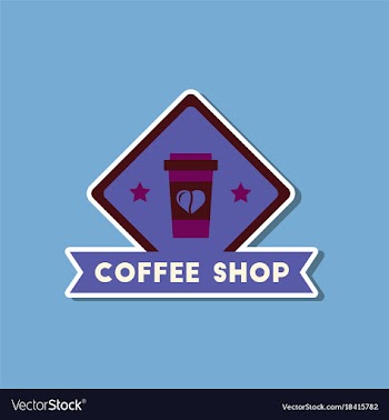 Paper sticker on stylish background coffee shop vector image
