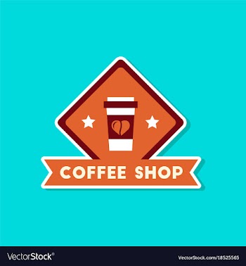 Paper sticker on stylish background coffee shop vector image