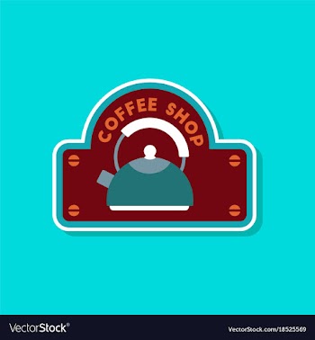 Paper sticker on stylish background coffee shop vector image