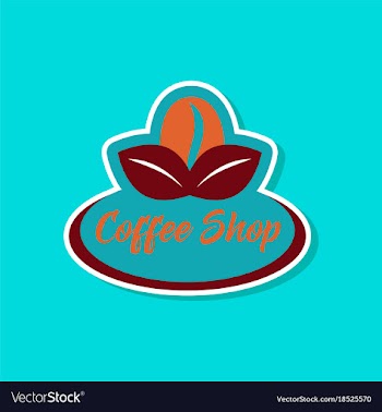 Paper sticker on stylish background coffee shop vector image