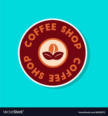 Paper sticker on stylish background coffee shop vector image