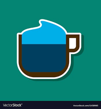 Paper sticker on stylish background coffee with vector image