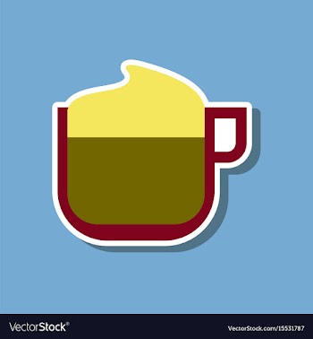 Paper sticker on stylish background coffee with vector image