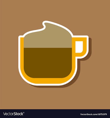 Paper sticker on stylish background coffee with vector image