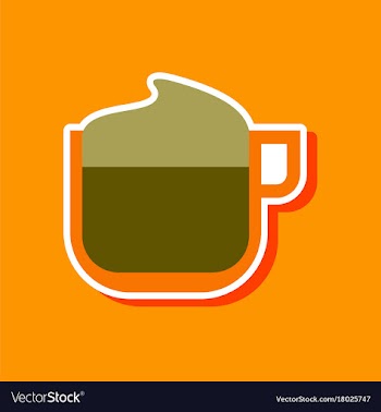 Paper sticker on stylish background coffee with vector image