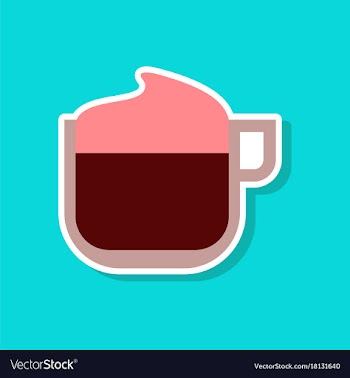 Paper sticker on stylish background coffee with vector image