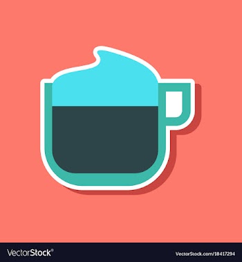 Paper sticker on stylish background coffee with vector image