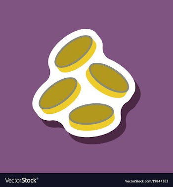 Paper sticker on stylish background coins finance vector image