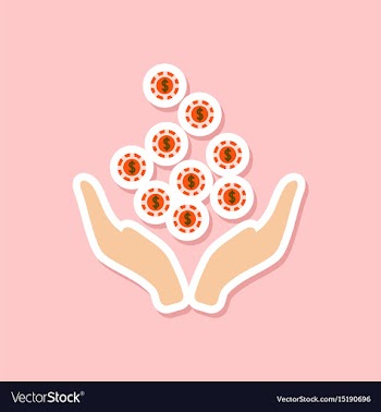 Paper sticker on stylish background coins in hand vector image