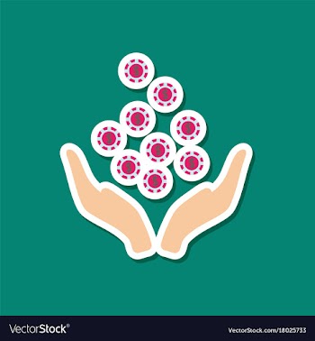 Paper sticker on stylish background coins in hand vector image