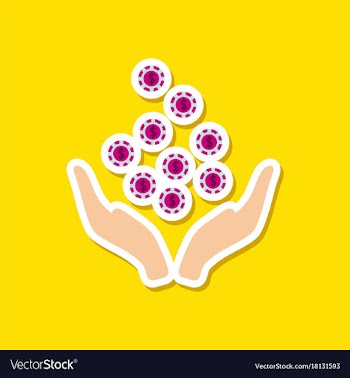Paper sticker on stylish background coins in hand vector image