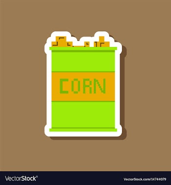 Paper sticker on stylish background corn in glass vector image