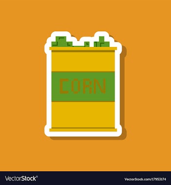 Paper sticker on stylish background corn in glass vector image