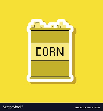 Paper sticker on stylish background corn in glass vector image