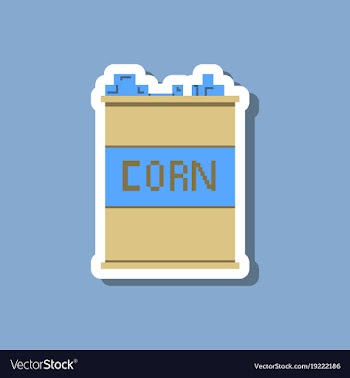 Paper sticker on stylish background corn in glass vector image