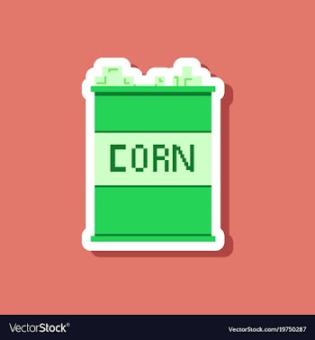 Paper sticker on stylish background corn in glass vector image