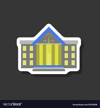 Paper sticker on stylish background courthouse vector image