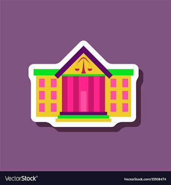 Paper sticker on stylish background courthouse vector image