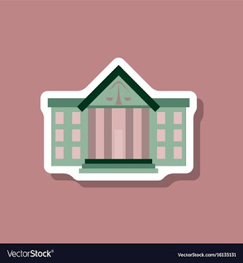 Paper sticker on stylish background courthouse vector image
