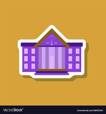 Paper sticker on stylish background courthouse vector image