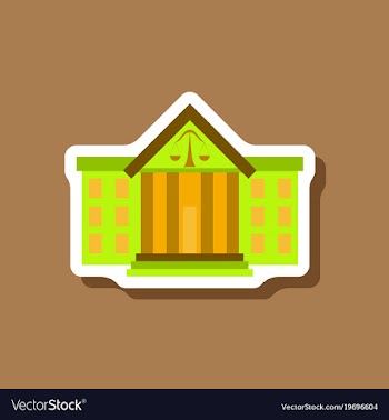 Paper sticker on stylish background courthouse vector image