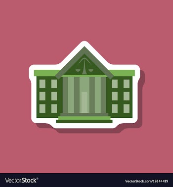 Paper sticker on stylish background courthouse vector image