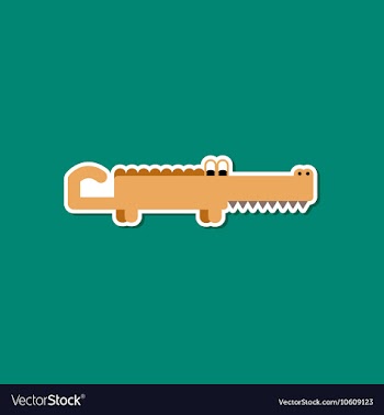 Paper sticker on stylish background crocodile vector image