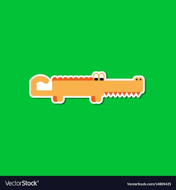 Paper sticker on stylish background crocodile vector image