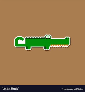 Paper sticker on stylish background crocodile vector image
