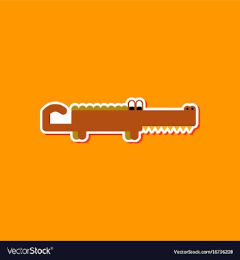 Paper sticker on stylish background crocodile vector image
