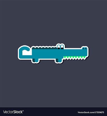 Paper sticker on stylish background crocodile vector image