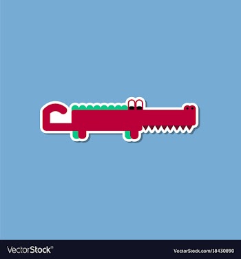 Paper sticker on stylish background crocodile vector image