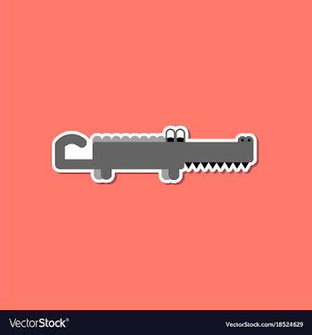 Paper sticker on stylish background crocodile vector image