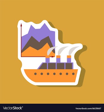 Paper sticker on stylish background cruise ship vector image
